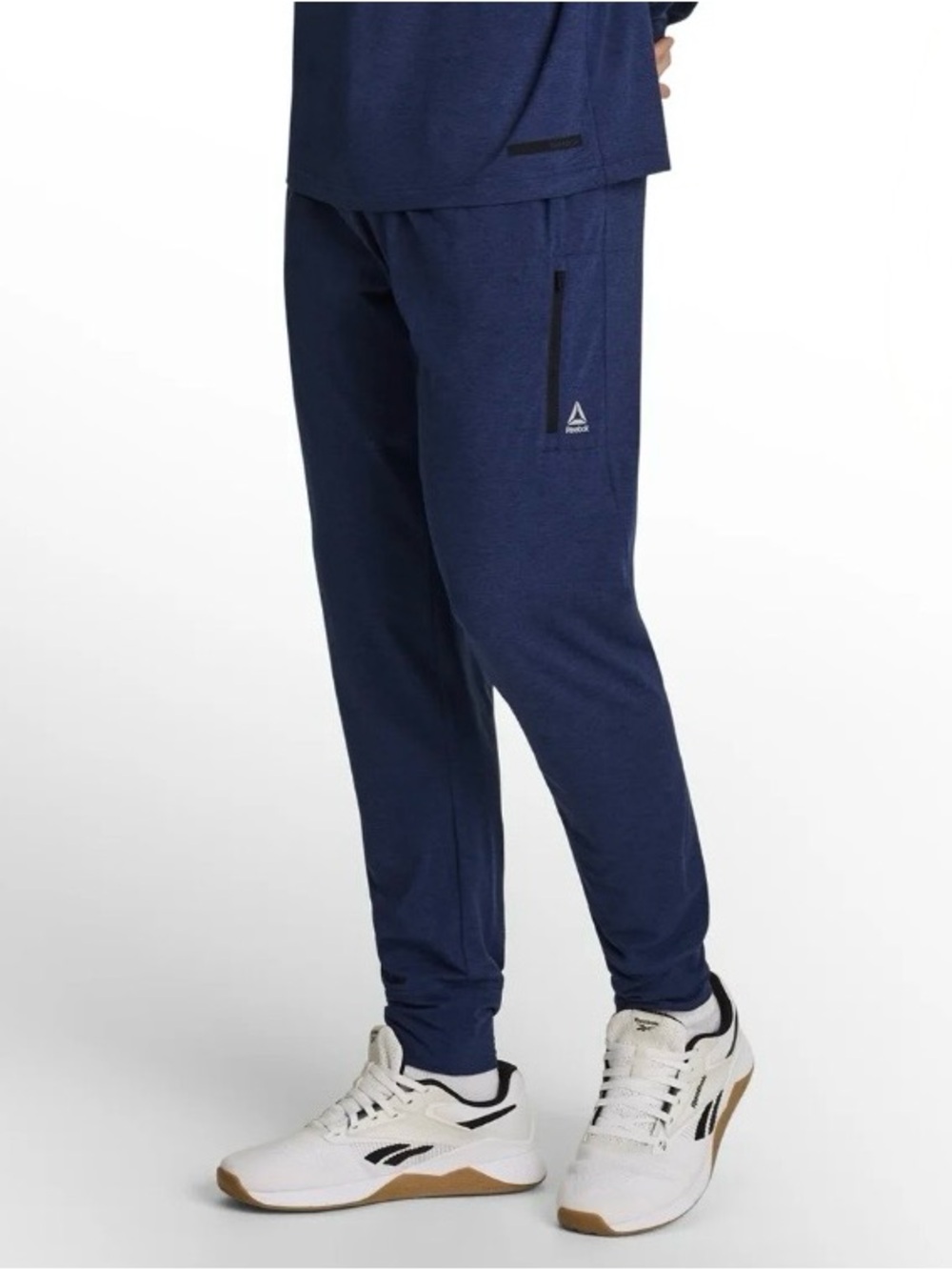 Reebok Legacy Jogger Pants Zipper Pockets Navy Blue Heather NWT